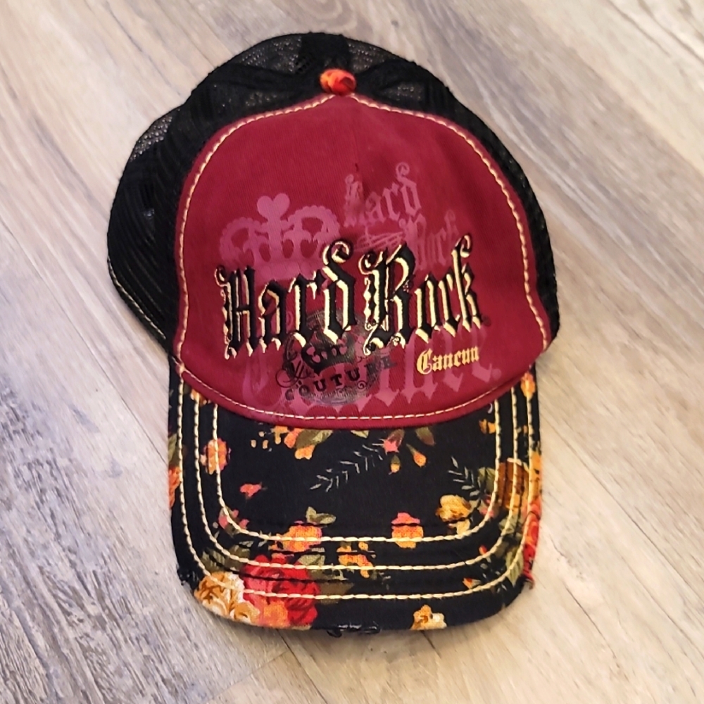 Hard Rock Cafe Cancun  Floral Cap - Red and Black